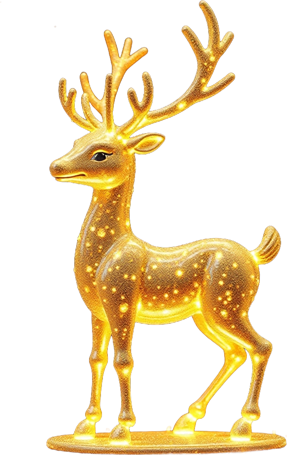 Golden Reindeer Statue